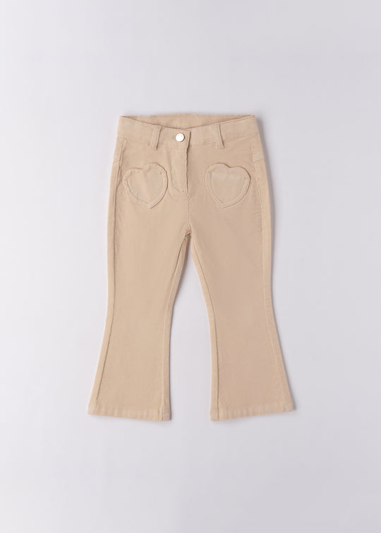 Pantaloni Fete Lungi Evazati Bej 0.F359/00 Sarabanda