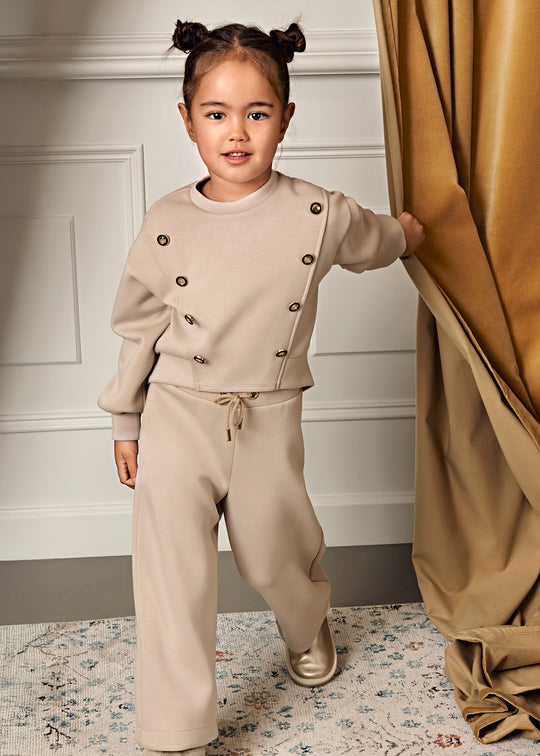 Set 2 Piese Fete Bej Bluza Si Pantaloni Lungi Sport 5730 Abel & Lula