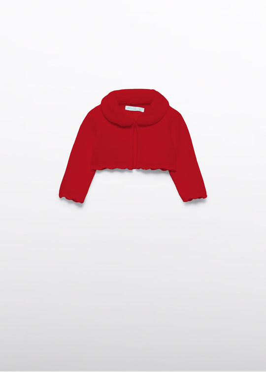 Bolero Fetite Rosu Tricotat Cu Guler Din Blanita 5817 Abel & Lula