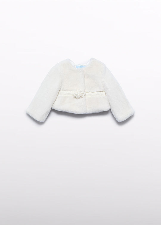 Palton Fetite Scurt Din Blanita Crem 5818 Abel & Lula