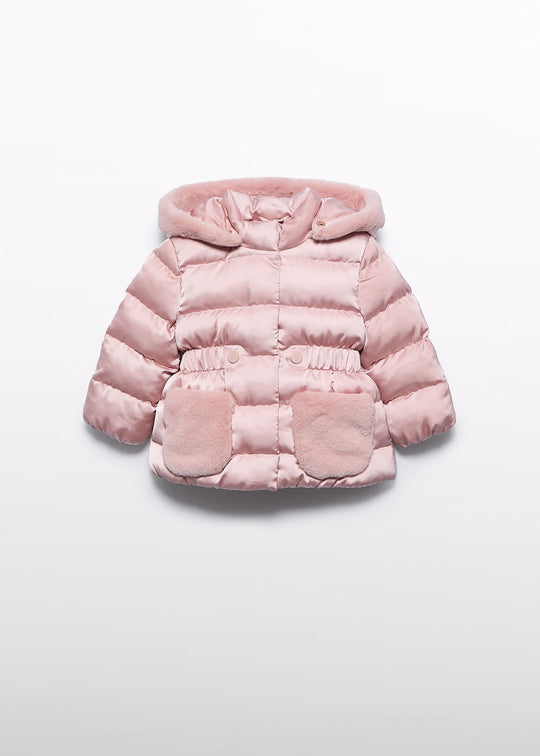 Geaca Fetite Roz Satinata Cu Blanita La Gluga 5821 Abel & Lula