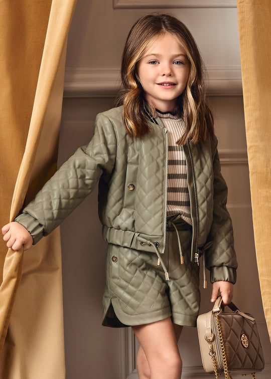 Jacheta Fete Verde Matlasata Din Piele Ecologica 5842 Abel & Lula