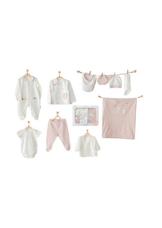 10 Piece Maternity Set Cream with Pink Teddy Bears AC25951 Andywawa