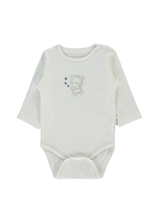 Body cu Maneca Lunga Crem cu Picouri si Urs T4043 Bebetto