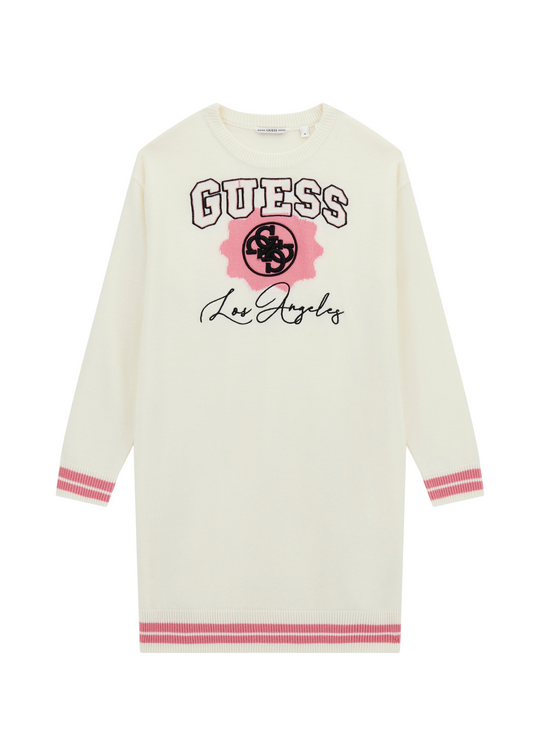 Rochie Tricotata Alb cu Roz cu Maneca Lunga J5YK09 Z3OF0 G011 Guess