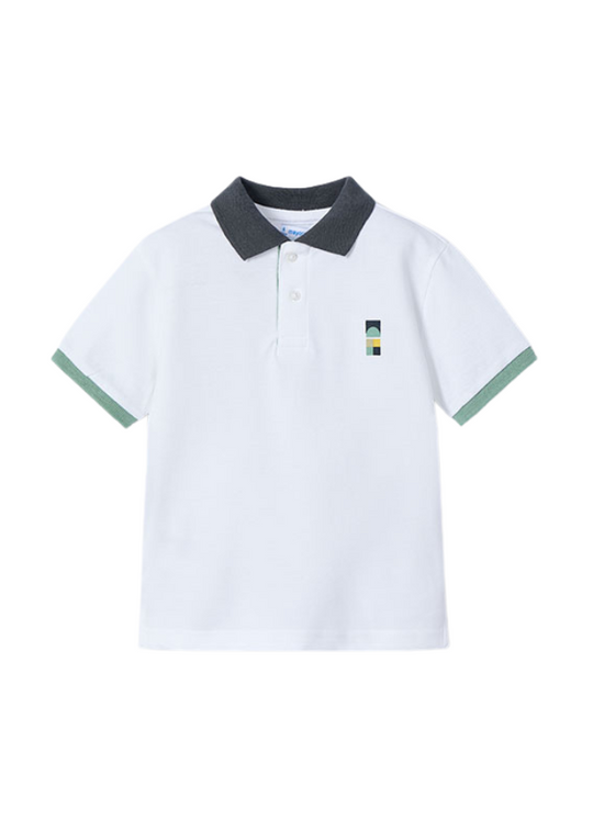 Mayoral White and Green Polo Shirt 3106