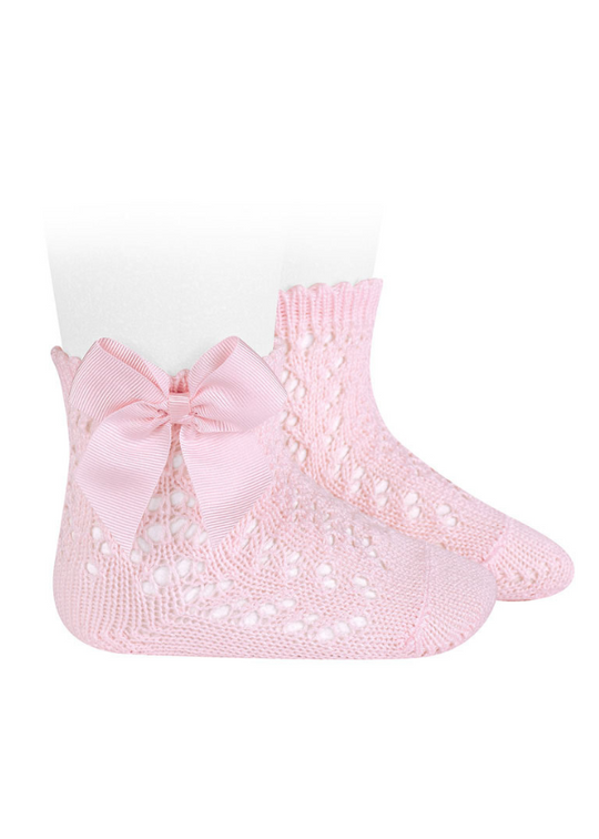 Short Pink Perforated Socks with Rips Bow 2519/4 col 500 Condor