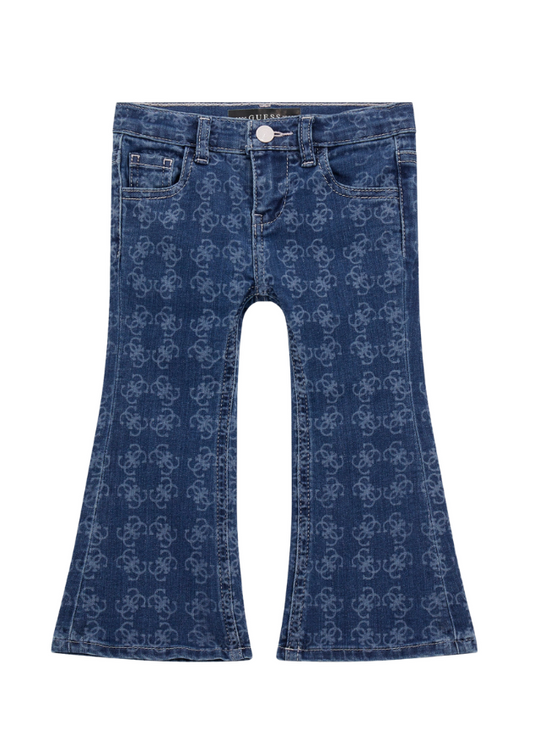 Guess Mid Blue Denim Long Pants Flared Model with Print K4BA01 D4CA0 GUEI Guess