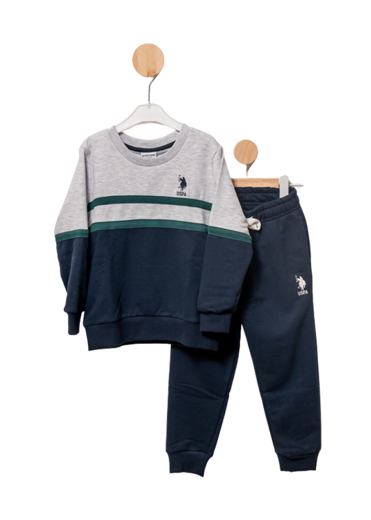 2 Piece Tracksuit Gray with Navy US1923-4 V1 Us Polo Assn