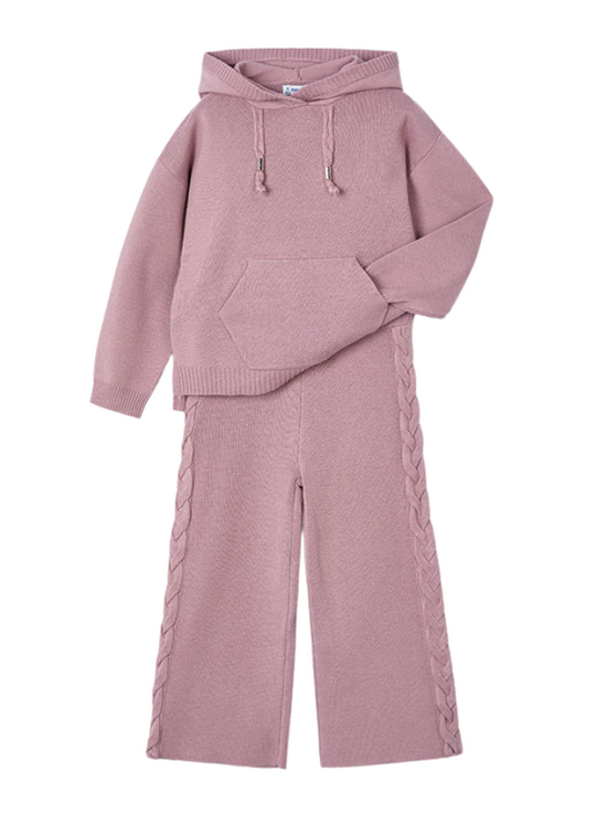 Pink Knitted Tracksuit 2 Pieces Hoodie and Pants 4552 col 26 Mayoral