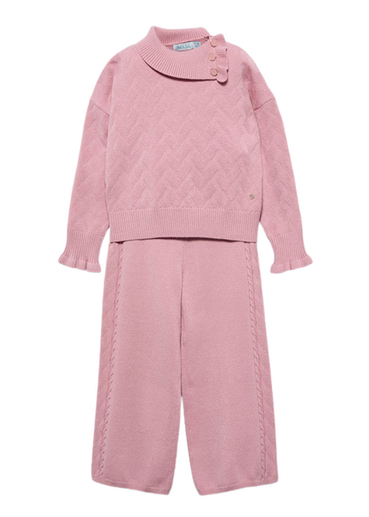 Set of 2 Pink Knitted Pants and Blouse 5721 Abel & Lula