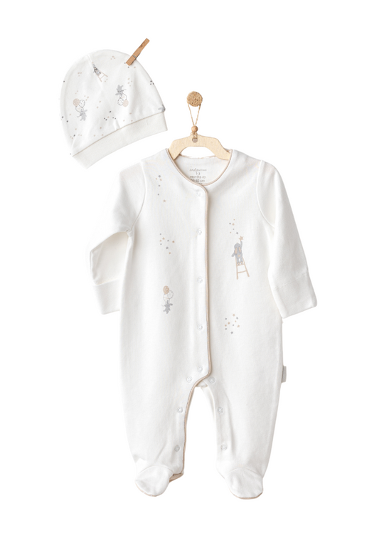 Cream Long Jumpsuit Set with Rabbit Print AC25063 Andywawa