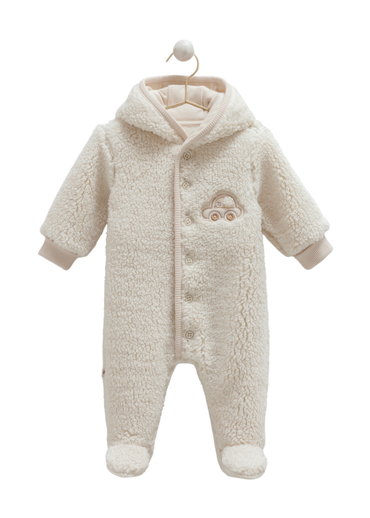 Combinezon Bej din Plus cu Gluga si Nasturi TE2108 Mell Sweet Baby