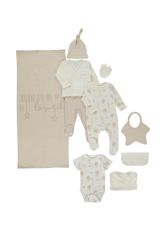 Set 10 Piese Maternitate Crem cu Baloane Bej Z1061 Bebetto