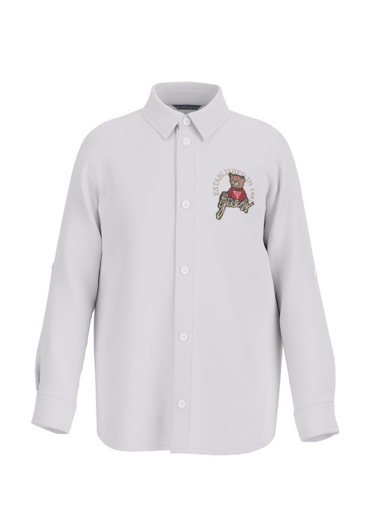 White Long Sleeve Shirt with Bear Detail N4BH08 W9CL0 W9CL0 Guess