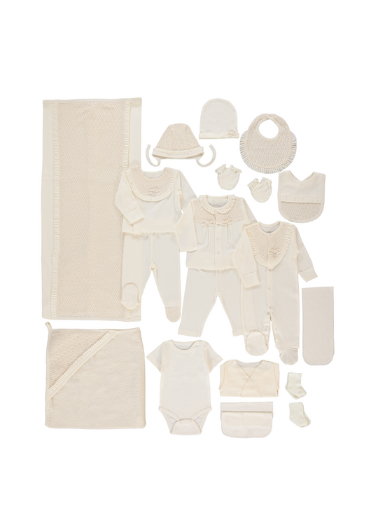 Set 20 Piese Maternitate Crem cu Dantela Z1051 Bebetto