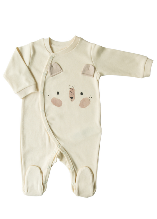 Beige Organic Cotton Long Jumpsuit with Animal S27699 Kitikate