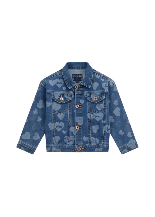 Geaca Denim cu Imprimeu Inimi K5YL03 D4CA0 PTGO Guess