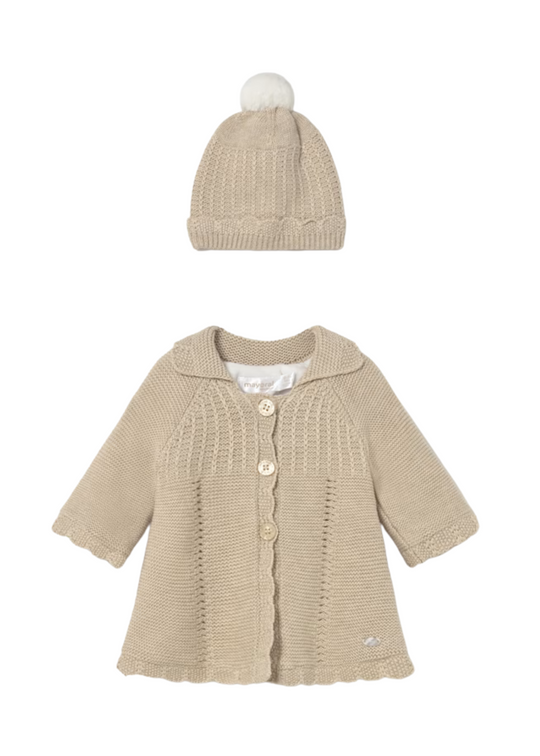 Knitted Coat and Beanie Beige 2412 Mayoral