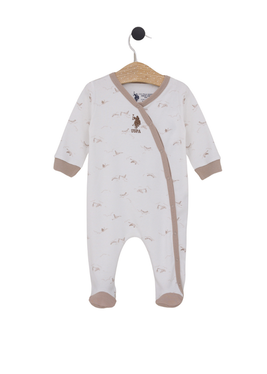 Cream Beige Stork Print Long Jumpsuit USB2019 V1 Us Polo Assn