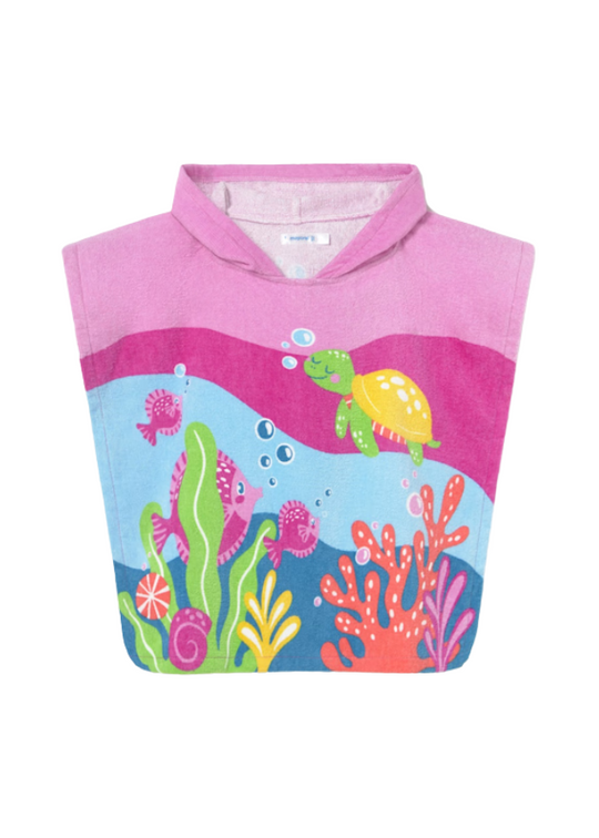 Prosop Poncho Plaja Tip Capa Fucsia fetite Roz 10895 Mayoral