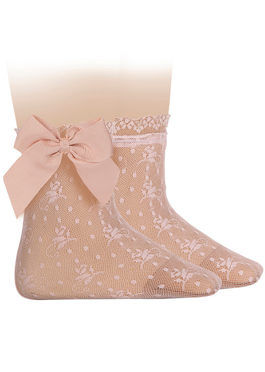 Short Salmon Lace Socks with Rips Bow 4501/4 col 674 Condor