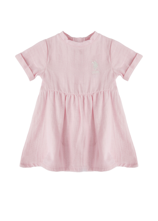 Pink Short Sleeve Muslin Dress 1985 V1 Us Polo Assn