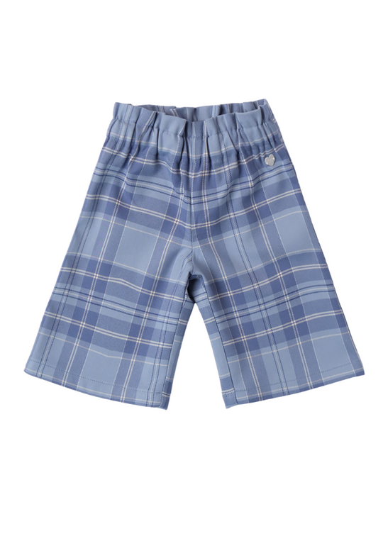 Blue Plaid Flared Long Pants 3A725.00 Mini band