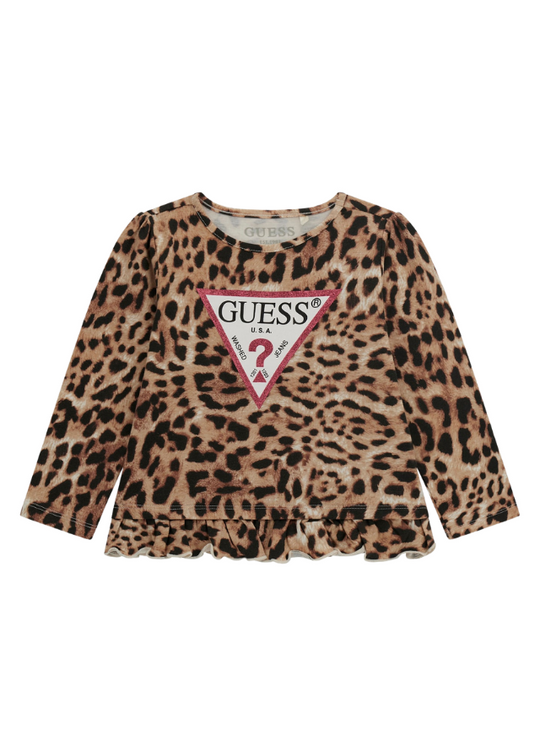 Leopard Print Long Sleeve Blouse K4BI10 J1313 P340 Guess