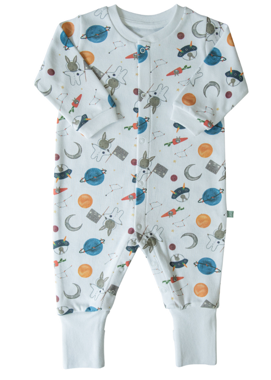 White Organic Cotton Galaxy Print Long Jumpsuit S42227 KitiKate