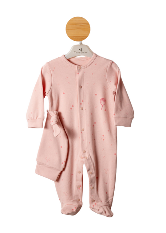 Pink Organic Cotton Jumpsuit with Balloon Print 2008 Bubbles