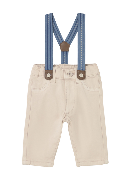 Long Beige Pants with Blue Suspenders 2576 Mayoral