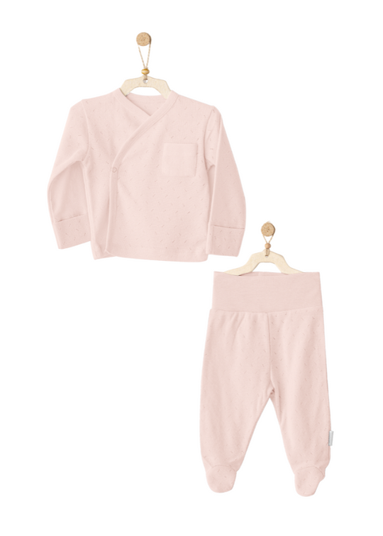 2 Piece Set Pink Blouse with Buttons and Trousers with Legs AC25557 Andywawa