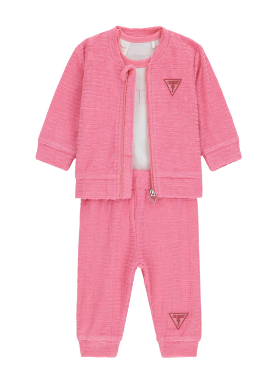 Trening 3 Piese Hanorac si Pantaloni Frez si Body cu Maneca Lunga Alb H5YW10 KBU64 G6N3 Guess