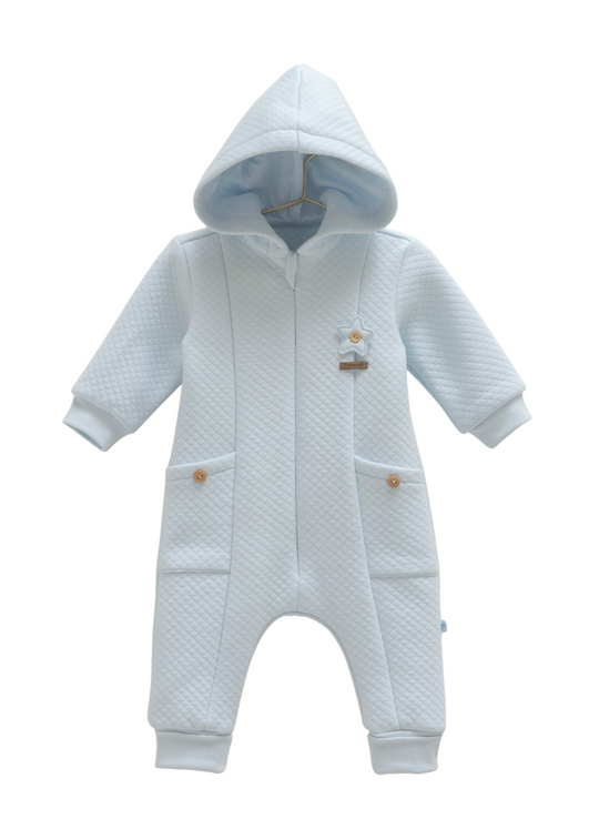 Combinezon Bleu Bumbac Matlasat cu Gluga TE2042 Mell Sweet Baby