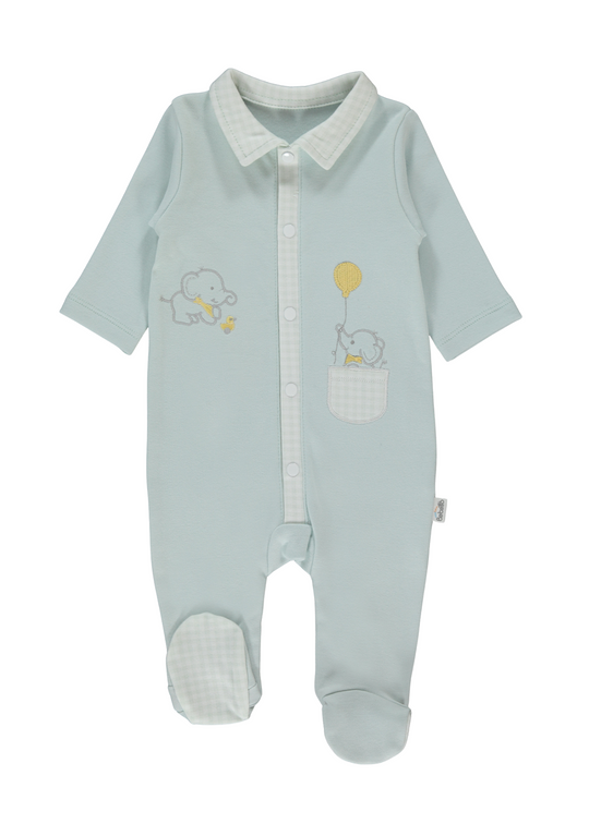 Salopeta Lunga Verde Menta cu Guler Polo cu Elefant T4023 Bebetto