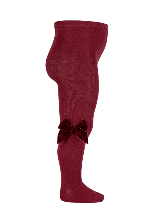Cotton and Nylon Tights Grena with Velvet Bow 24891 Condor