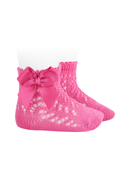Cyclamen Short Perforated Socks with Reps Bow 2519/4 Condor