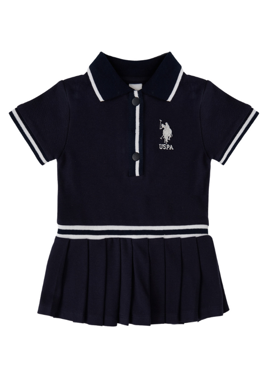 Navy Dress with Polo Collar and Pleats 1963 Us Polo Assn