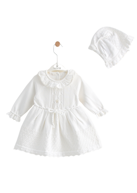 White Knitted Long Sleeve Dress 5355 Leo King
