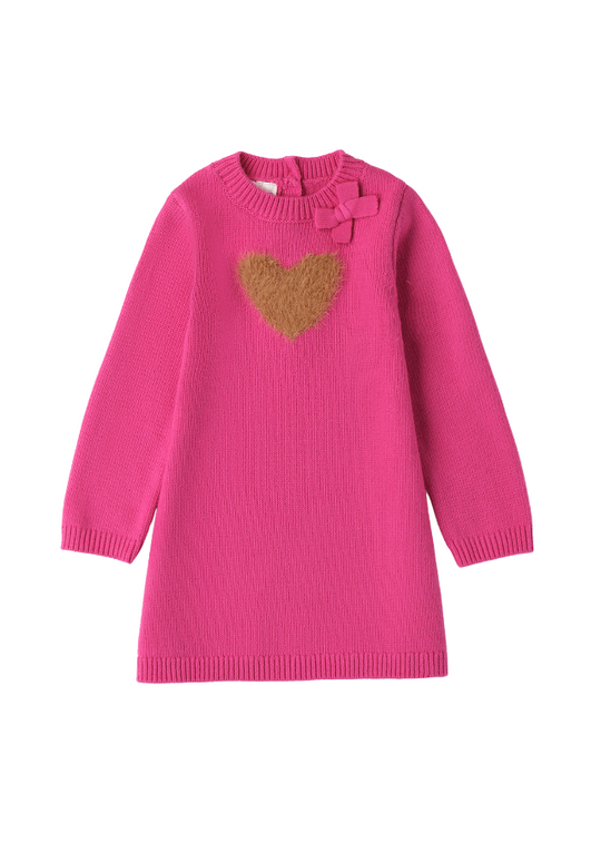 Long Sleeve Knitted Dress Cyclamen with Heart Beige 4.A574.00 iDO