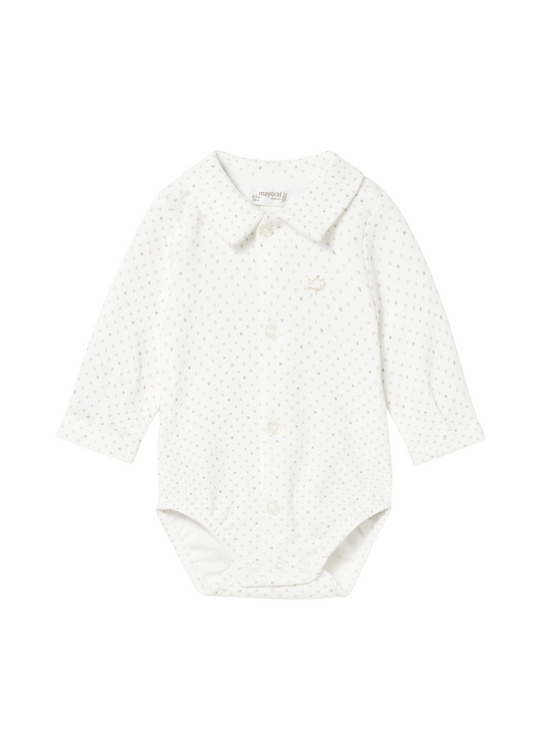 Body Crem cu Guler si Maneca Lunga cu Imprimeu Bej 2727 Mayoral