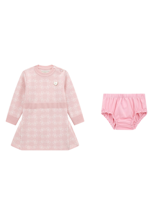 Pink Knitted Dress with Long Sleeves and Pantyhose A4BK11 Z3K10 F67B Guess