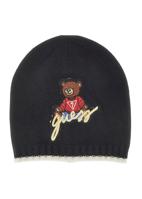 Black Knitted Fes with Bear H4BZ09 Z2QP0 JBLK Guess