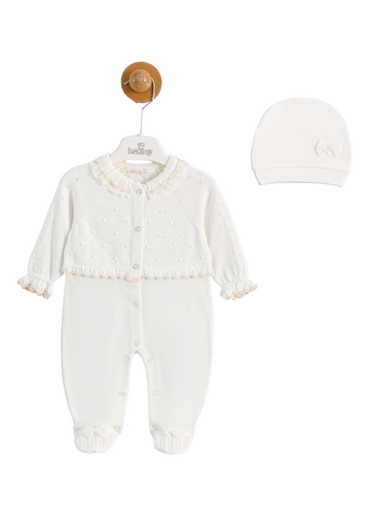 Long White Knit and Cotton Interlock Overalls 10731 Leo King