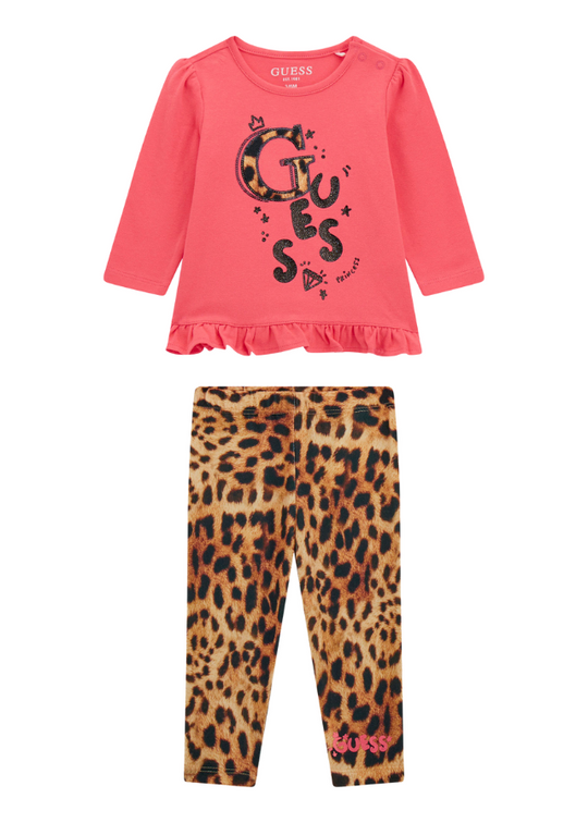 Set of 2 Pieces Frizz Blouse and Animal Print Tights A4BG10 J1314 G64H Guess