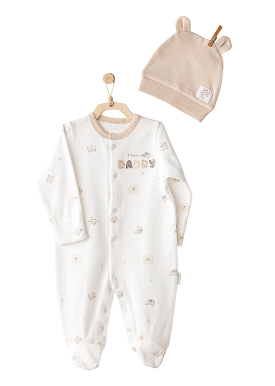 Salopeta Lunga Crem cu Bej cu Aimale si Fes Bej I love My Daddy AC25853 Andywawa