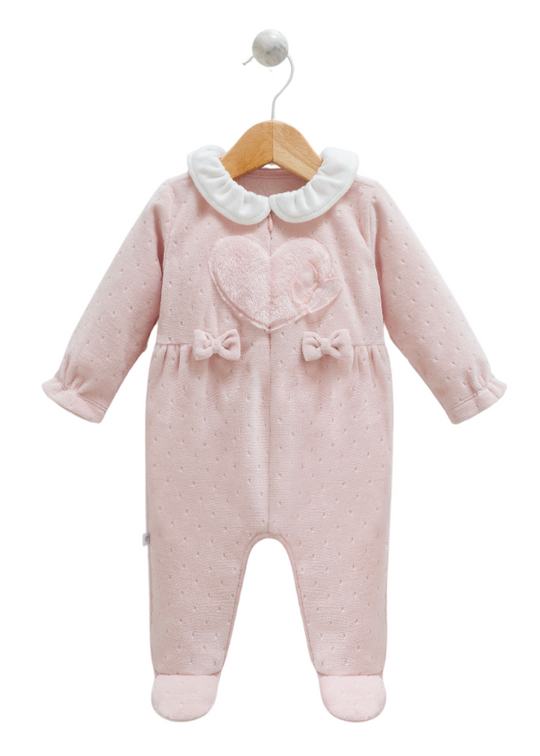 Long Pink Velvet Jumpsuit with Heart and Zipper TK1114 Mell Sweet Baby