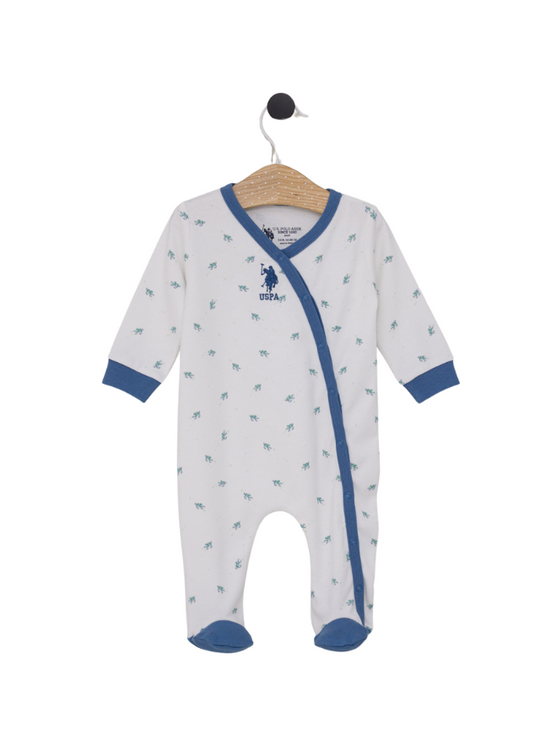 Long Cream with Blue Tortoise Print Jumpsuit USB2034 V1 Us Polo Assn