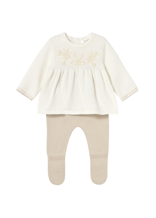 Set 2 Piese Tricotat Bej Bluza si Pantaloni Lungi 2553 Mayoral